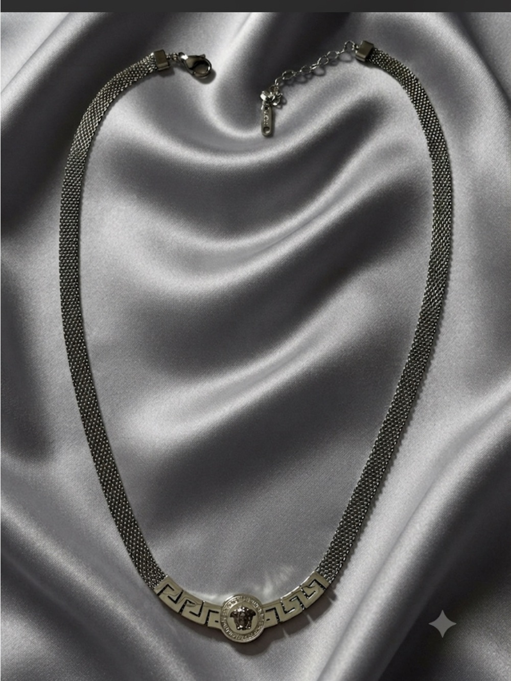 Classic Silver Greek Key Pendant Necklace - Picture 2 of 6